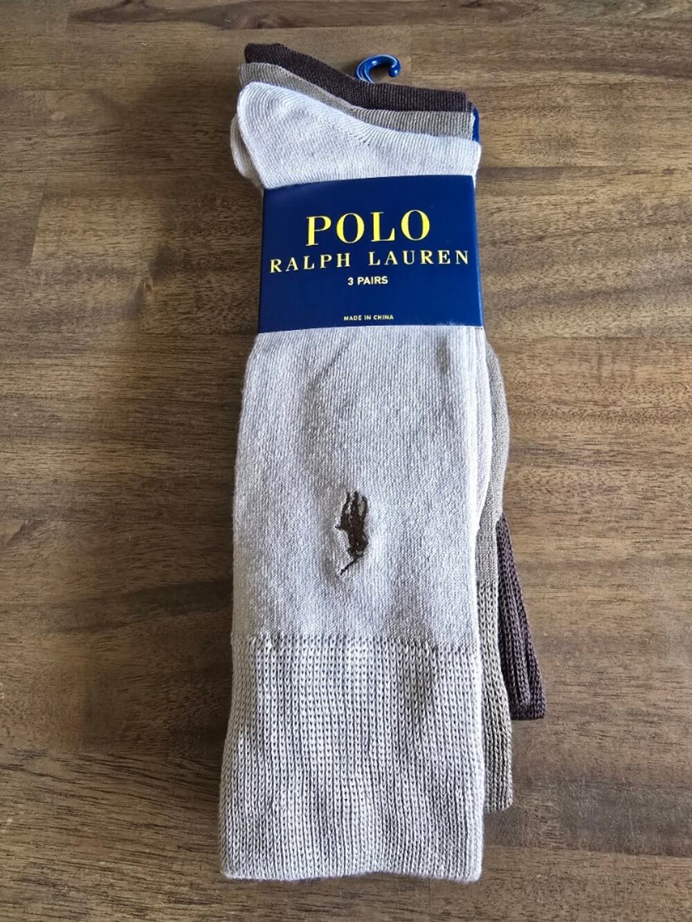 Polo Ralph Lauren 3 Pairs Casual Dress Socks Black Gray Men's Size 6-12.5